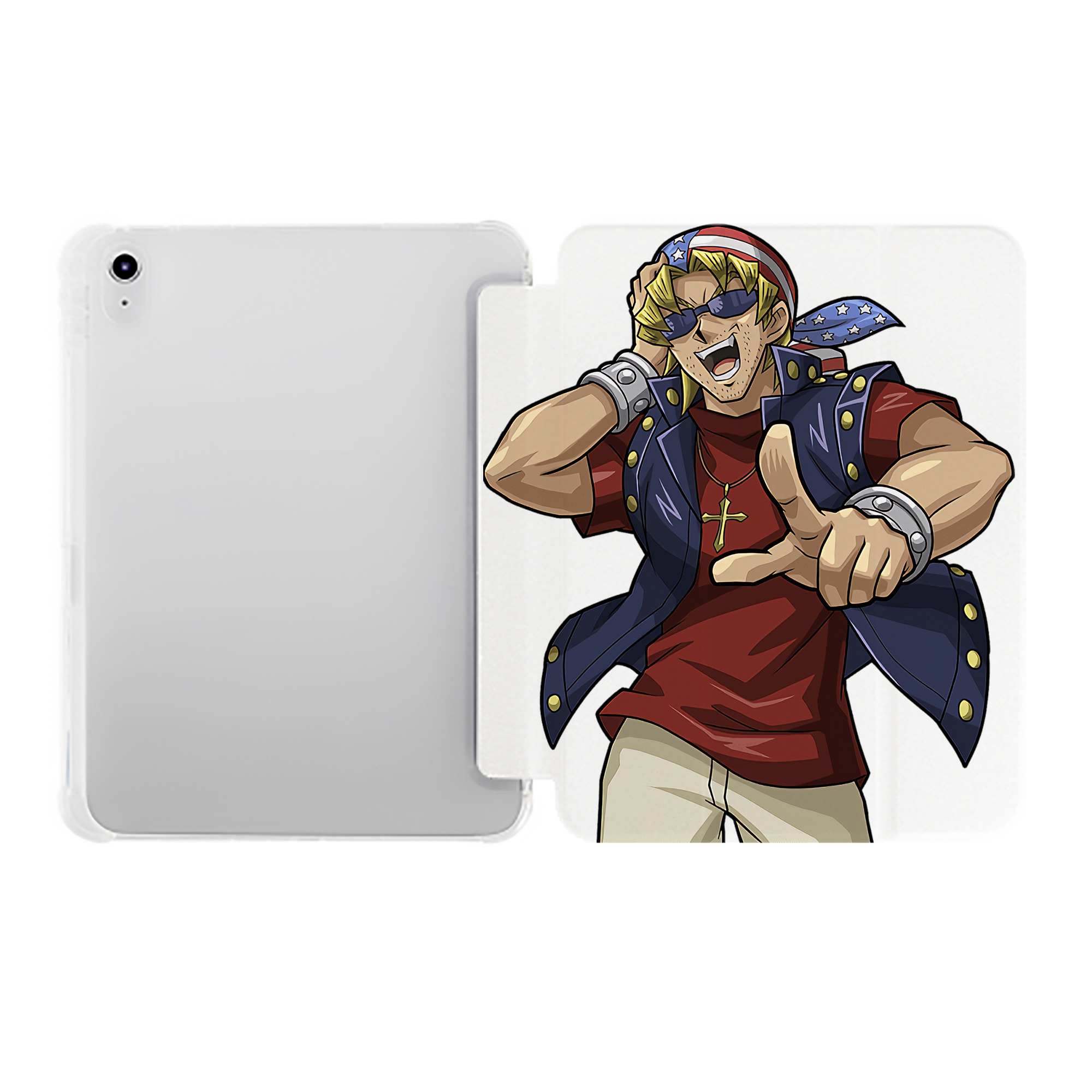 （画像用） 遊☆戯☆王 Yu-Gi-Oh! IPad ケース ペン収納付き 三つ折りスタンド PUレザー×シリコン 対応機種9.5/10.5/10.9インチ